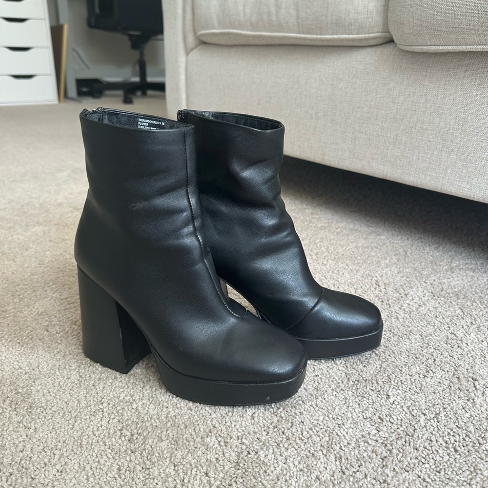 Black Platform Block Heel Boots - Steve Madden